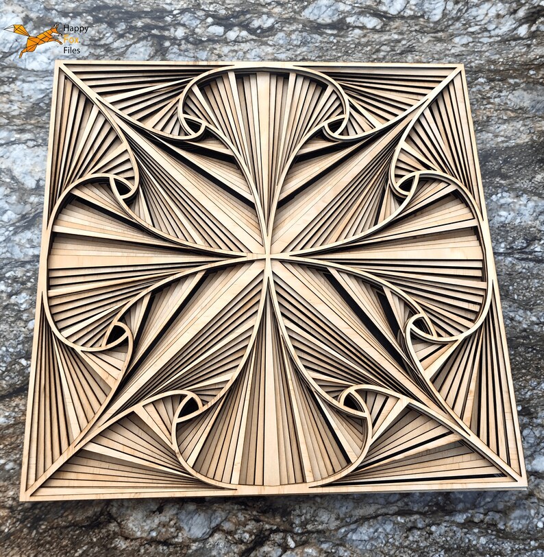 Template Files for Laser Cutting Multilayer Geometry Mandala digital CNC Pattern Vector plans blueprint model 3d volumetric drawings Decor