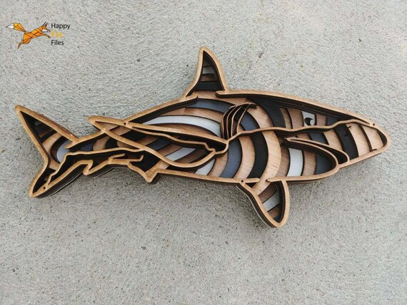 Download 3d Mandala Svg Shark Svg Laser Cut Files Layered Shark Etsy