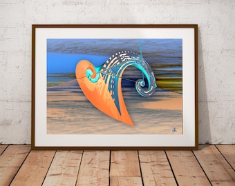 Spatial Swirls Art Print, Geometric Sculpture, Large Wall Art