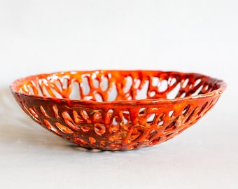 Handmade Ceramic Bowl, Red Ceramic Bowl, Fruit Bowl, Serving Bowl, Gift for Mom, Art Bowls, Pottery Bowl, Housewarming Gift, Modern Art Bowl