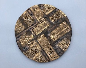 Black and Gold Porcelain Wall Tile, Modern Ceramic Art, Handmade