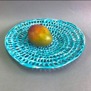 Large Ceramic Bowl, Handmade Bowl, Fruit Bowl Strainer, Serving Bowl, Ceramic Plate, Gift for Mom, Turquoise Bowl, Pottery, Gift for Home