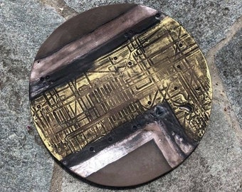 Black and Gold Porcelain Wall Tile, Modern Ceramic Art, 9.9 inch