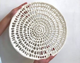 Handmade Porcelain Wall Art, White Ceramic Sculpture, Modern Home Decor