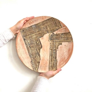 Ceramic Plates Gold, Ceramic Plates for Wall Decor, Ceramic Wall Panel, Modern Art Ceramics, Wall Art, Ceramic, Handmade Bowls, Ceramic Art