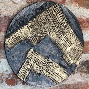 Modern Art Ceramics, Gold Plate, Ceramic Wall Sculpture, Ceramic Tile, Wall Decor, Geometric Art, Wall Art Decor, Contemporary ART, Wall Art