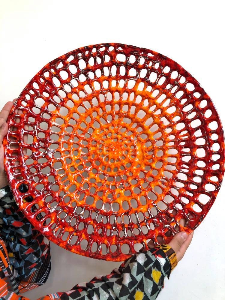 Wall Décor Home & Living Home Décor Modern Art Ceramics Red Lace Wall