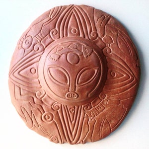 Ancient Artifacts, Ancient Aliens, Sun, Solar Symbol, Ceramic Tile, Ceramic Sculptures, Wall Art Sculpture, Ceramic, Art Decor, Wall Decor