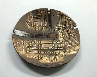 Geometric Ceramic Wall Sculpture, Handmade Tile Art, "Golden Dimensions"