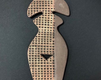 Ceramic Mother Goddess Wall Sculpture, Neolithic Venus Art Decor