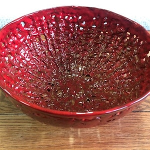 Large Ceramic Bowl, Handmade Bowl, Large Serving Bowl, Gift for Mom, Red Bowl, Pottery Bowl, Housewarming Gift, Modern  Bowl, Fruit Bowl