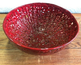 Large Ceramic Bowl, Handmade Bowl, Large Serving Bowl, Gift for Mom, Red Bowl, Pottery Bowl, Housewarming Gift, Modern  Bowl, Fruit Bowl