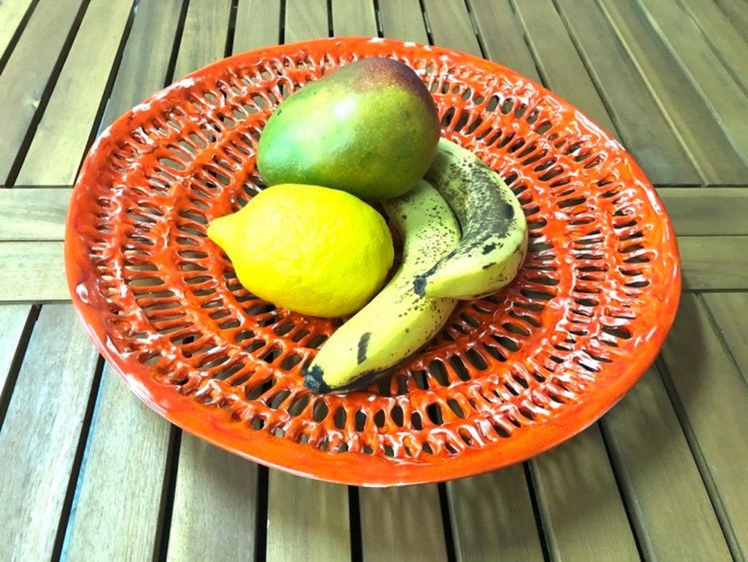 Orange Ceramic Fruit Bowl Handmade Pottery Serving Dish Home Decor Etsy