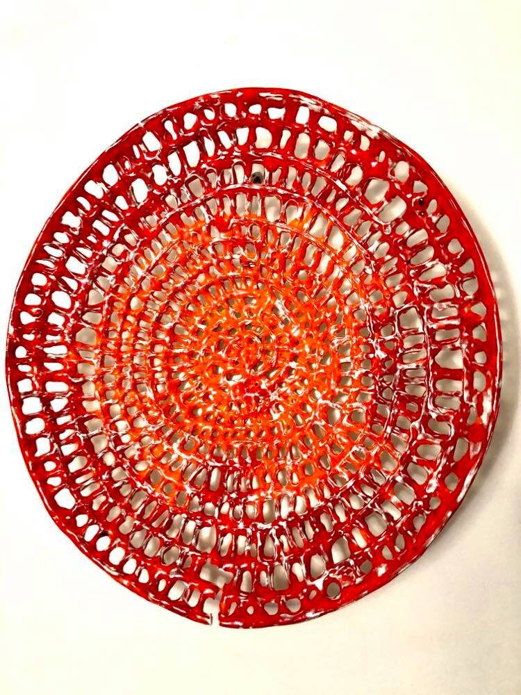 Wall Décor Home & Living Home Décor Modern Art Ceramics Red Lace Wall