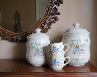 International Hartland Farmhouse Collection | Ceramic Canisters | Vintage Mugs