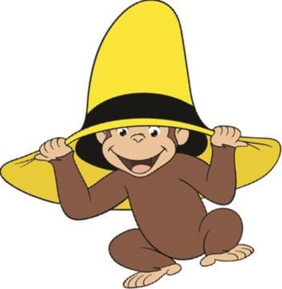 4 Inch Curious George Man In The Yellow Hat Decal Monkey Removable Peel Self Stick Vinyl Wall Sticker Art Room Home Decor Nursery 4 X 4 Inch
