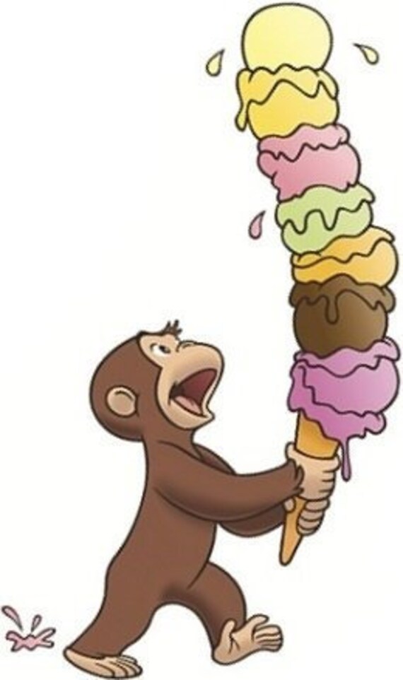 5 Inch Curious George Decal Ice Cream Monkey Removable Peel Etsy
