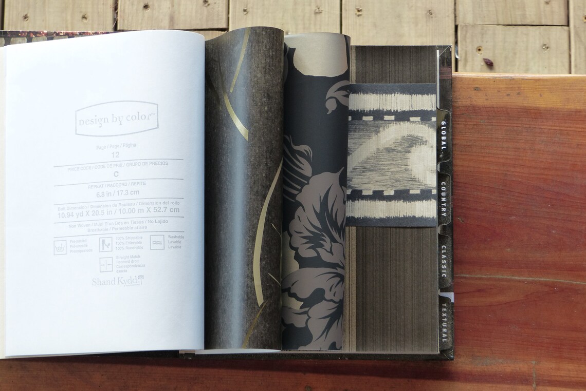Wallpaper Sample Book Design by Colour Black Etsy