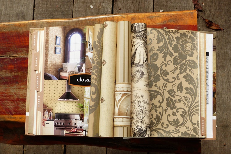 Wallpaper Sample Book Design by Color Beige Etsy