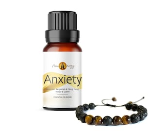 Essential Oil Diffuser Bracelet - Aromatherapy Anxiety Lava Stone Jewellery Set