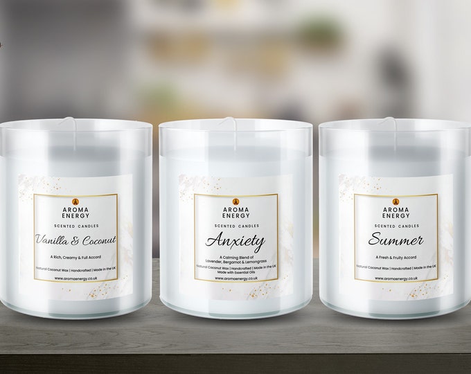 Aromatherapy Scented Candles 400g - With Essential Oil & Fragrance Oil - Natural Coconut Wax