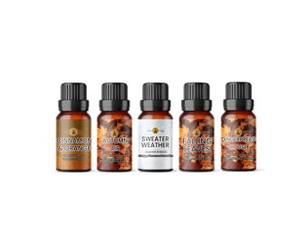 Fall Autumn Essential Oil Set - 5 x 10ml Bottles - Natural Pure Aromatherapy Essential Oils