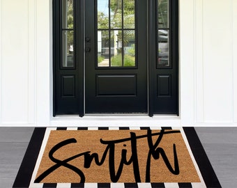 Extra Large Personalized Name Doormat,Large Last Name Personalized Doormat,Double Doormat,Custom Doormat,Script Last Name Family Doormat