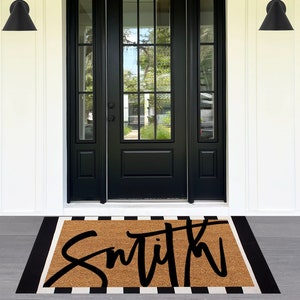 Extra Large Personalized Name Doormat,Large Last Name Personalized Doormat,Double Doormat,Custom Doormat,Script Last Name Family Doormat