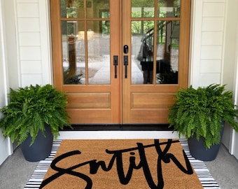 Extra Large Personalized Name Doormat,Large Last Name Personalized Doormat,Double Doormat,Custom Doormat,Script Last Name Family Doormat