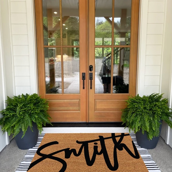 Extra Large Personalized Name Doormat,Large Last Name Personalized Doormat,Double Doormat,Custom Doormat,Script Last Name Family Doormat