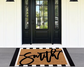 Extra Large Personalized Name Doormat,Large Last Name Personalized Doormat,Double Doormat,Custom Doormat,Script Last Name Family Doormat