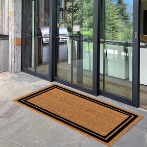 Monogrammed Coir Border Door Mat,Monogram Border Personalized Doormat,Extra Large Personalized Name Doormat,Large Custom Double Doormat
