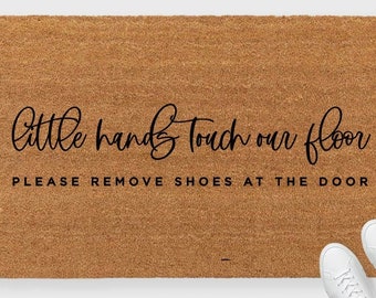 Please remove your shoes doormat,little hands touch our floor doormat,Babyshower gifts, Pregnancy gifts, Gift for mom to be,Baby shower gift