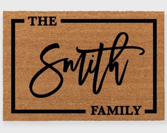 Custom Family Name Door Mat,Personalized Custom Doormat,Wedding Gift Doormat,Closing Gift Doormat,Welcome Doormat,Monogram Last Name Doormat