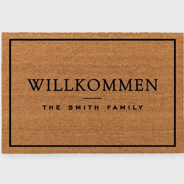 Willkommen Doormat,Custom Willkommen Script Doormat,German Doormat,Willkommen Sign,German Decor,German Welcome Doormat,Extra Large Doormat