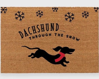 Dachshund through the snow doormat sales