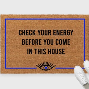 Check Your Energy Doormat, Check Yo Energy Door Mat, Check Yo Energy Door Mat, Evil Eye Doormat, Extra Large Doormat, Double Door Doormat