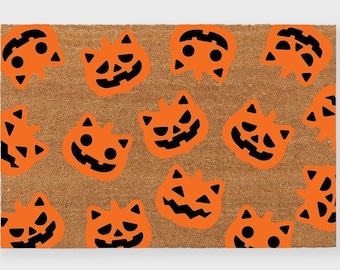 Cat Halloween Doormat,Halloween Cat Doormat,Cat Doormat,Pumpkin Cat Doormat, Halloween Cat Decor,Cat O Lanterns Doormat,Halloween Doormat,