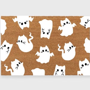 Cat Ghosts Halloween Doormat,Ghosts Doormat,Cat Halloween Doormat,Cat Doormat,Ghost Door mat,Ghost Decor,Halloween Doormat,Halloween Decor