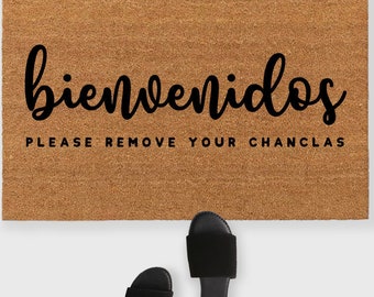 Bienvenidos Doormat,Remove your Chanclas doormat,Hispanic Decor,Hola Doormat,Spanish door mat,Please remove your shoes doormat,Remove shoes