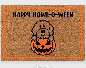 Halloween Dog Doormat,Custom Dog Doormat,Doodle Doormat,Happy Howloween Doormat,Halloween Doormat,Halloween Door mat,Pumpkin dog doormat