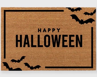 Bats doormat,Bats door mat,Happy Halloween Doormat,Halloween Doormat,Halloween Porch Decor,Spooky Doormat,Halloween Decor, Bat Decor,Bat Rug