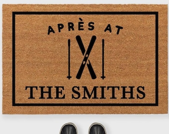 Apres Ski Doormat,Personalized Apres Ski Doormat,Crossed Skis Personalized Doormat,Ski Doormat,Ski Decor,Cabin doormat,Cabin Decor Doormat