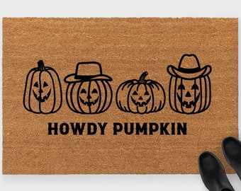 Howdy Pumpkin Doormat,Pumpkin Doormat,Howdy Fall Doormat,Halloween Doormat,Fall Doormat,Howdy Doormat,Pumpkins Doormat,Happy Fall Doormat