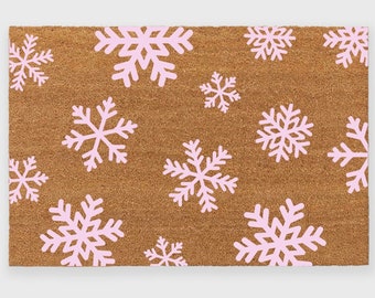 Pastel Snowflakes Doormat,Pink Snowflakes Doormat,Pastel Christmas Doormat,Pastel Christmas Decor,Snowflake Pattern Doormat,Snowflakes Rug