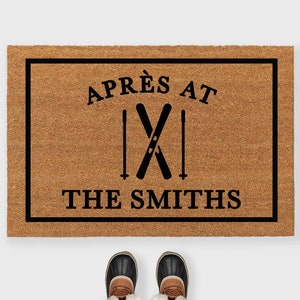 Apres Ski Doormat,Personalized Apres Ski Doormat,Crossed Skis Personalized Doormat,Ski Doormat,Ski Decor,Cabin doormat,Cabin Decor Doormat