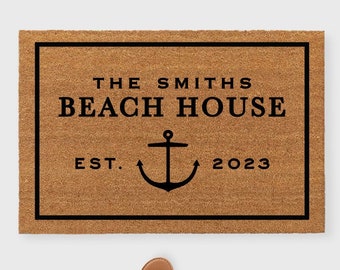 Beach House doormat, Welcome to our Beach house doormat, beach house decor, beach doormat, anchor doormat, nautical doormat, beach decor,