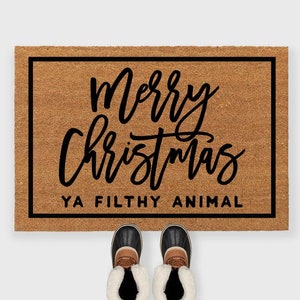 Merry Christmas Ya Filthy Animal Doormat,Christmas Doormat,Christmas door decor,Home Alone Doormat,Merry Christmas Doormat, Holiday rugs