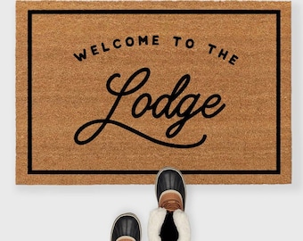 Lodge Doormat,Welcome to the Lodge Doormat,Lodge Decor,Cabin doormat,Cabin door mat,Mountain doormat,Mountain House Doormat,Ski Doormat,