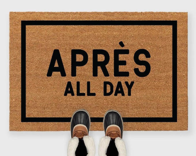 Apres All Day Doormat,Ski Doormat,Personalized Apres Ski Doormat,Crossed Skis Personalized Doormat,Ski Doormat,Ski Decor,Cabin Decor doormat